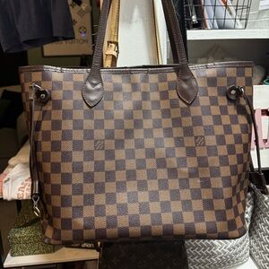 Brown Checkered Tote Bag